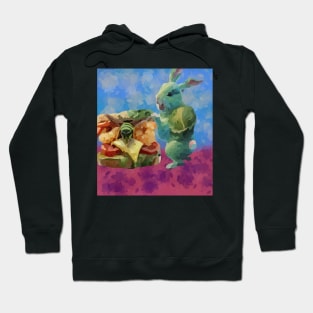 watercolor cabbage rabbit with wasp sandwich Hoodie